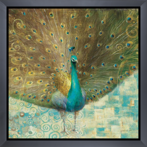 Teal Peacock on Gold