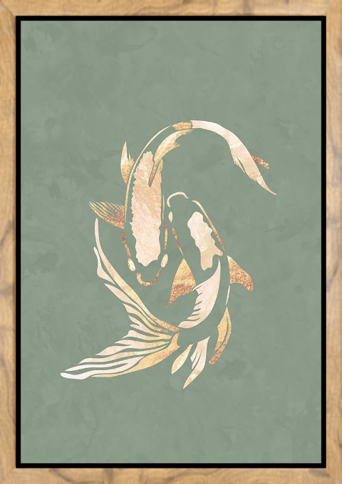 Sage Green Gold Koi Fish 1