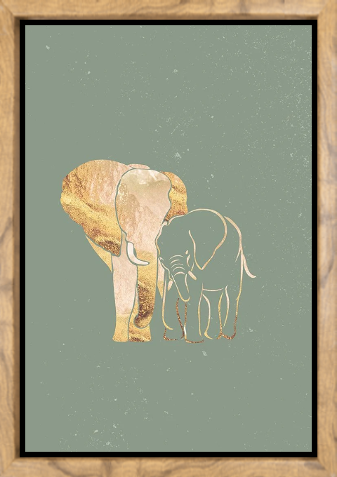 Sage Green Gold Elephants 1
