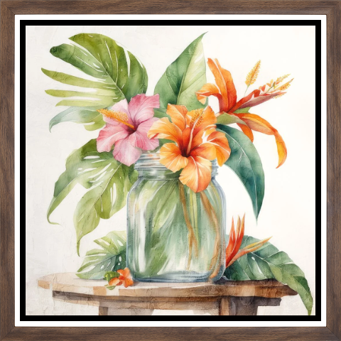 Tropical Floral Jar 1