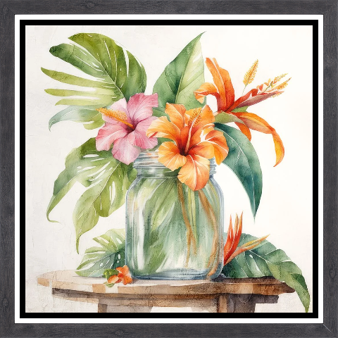 Tropical Floral Jar 1