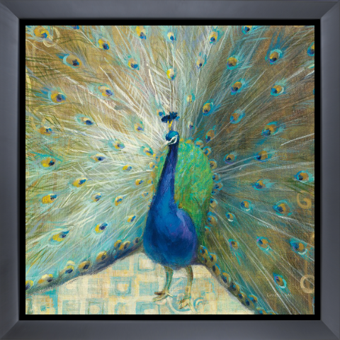 Blue Peacock on Gold
