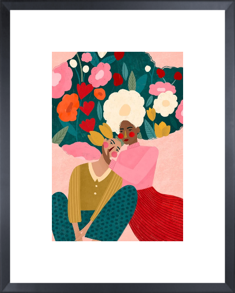 Embracing Couple In Floral Embrace