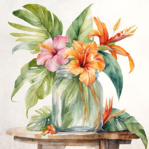 Tropical Floral Jar 1