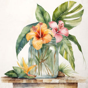 Tropical Floral Jar 2