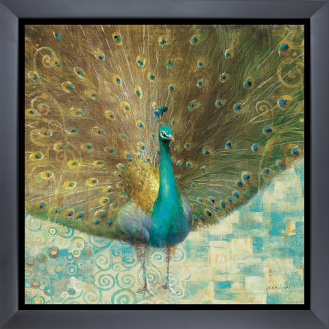 Teal Peacock on Gold