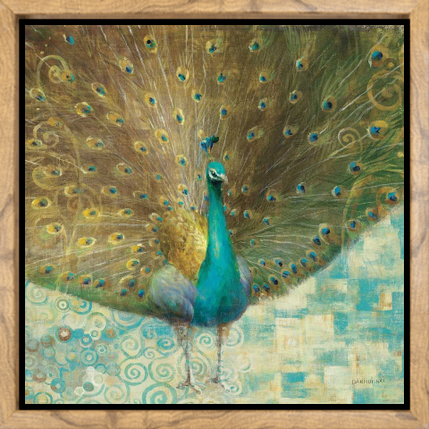 Teal Peacock on Gold