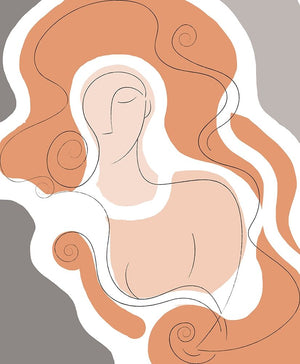 Long Locks Line Drawing