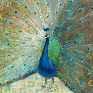 Blue Peacock on Gold