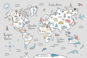 World Map Pastel