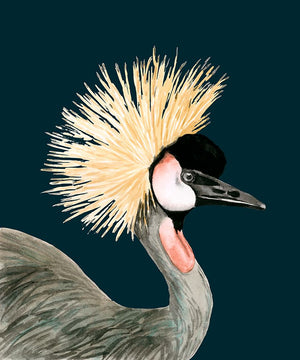Custom Watercolor Crested Crane