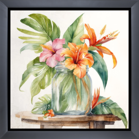 Tropical Floral Jar 1