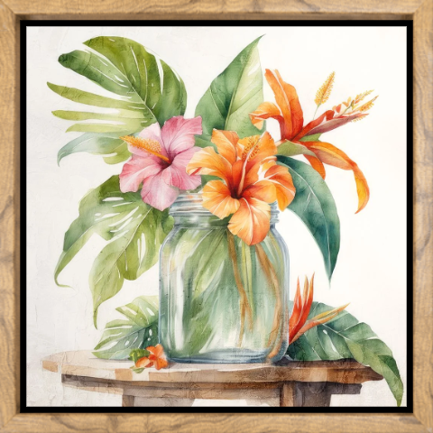 Tropical Floral Jar 1
