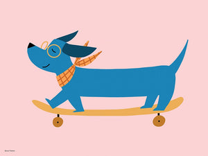 Skateboarding Weiner Dog