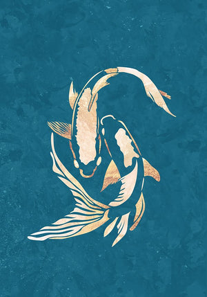 Gold Blue Koi Fish