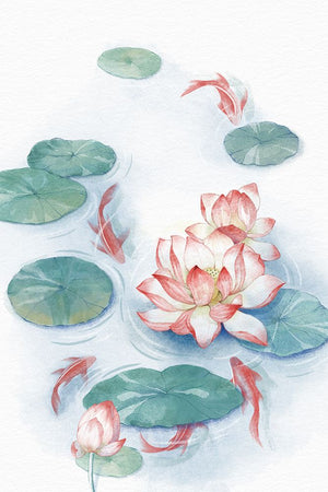 Lotus Pond Watercolor Lock