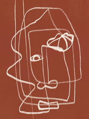 Line art abstract portrait terracotta 03