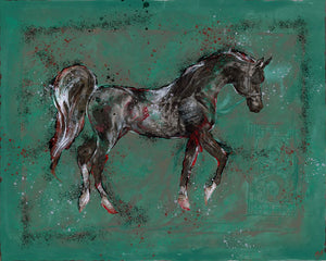 Green And black horse